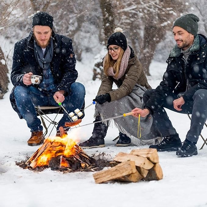 Marshmallow Roasting Sticks 8 pcs Hanging Telescoping Smores Skewers 32 Inch BBQ Forks Campfire Tools