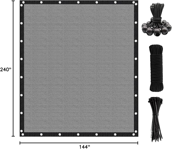 Artpuch 90% Sun Shade Cloth, 12 x 20 FT Pergola Shade Cover Canopy with Grommets, Sun Screen Fabric Tarp for Patio, Outdoor, Garden, Backyard, Light Grey