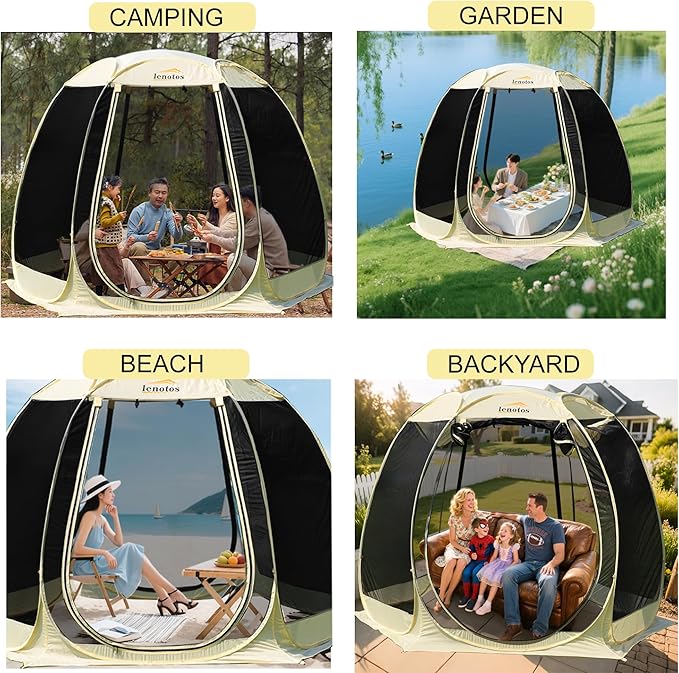 Pop Up Screen House, 10'x10' Outdoor Screen Tent for Camping, Screened Gazebo with Mosquito Netting, Carry Bag