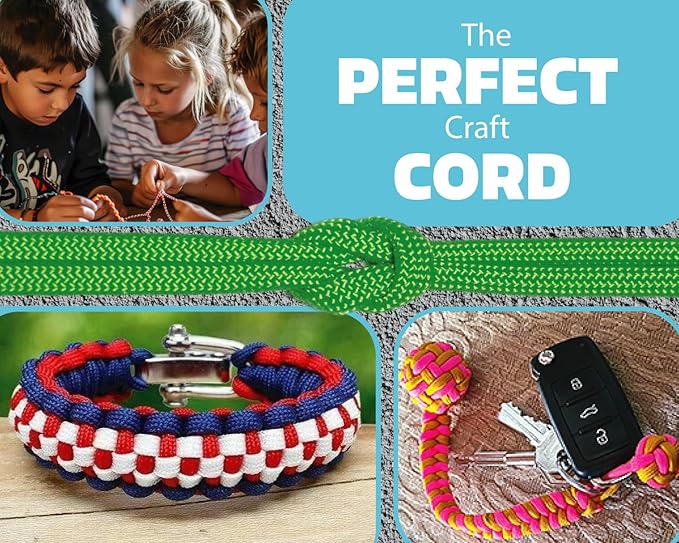 BORED? PARACORD! 550 lb Paracord - Ideal for Crafting, Camping, DIY Projects, Active & Military Outdoors - Strong Survival Rope - Tactical Parachute Cord Type III - International Orange 1000 Feet