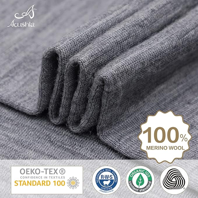 ACUSHLA 100% Merino Wool Neck Gaiter Ski Face Mask Scarf Neck Warmer for Men & Women All Weather