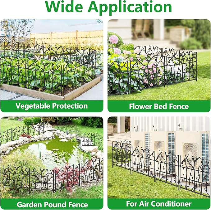 AMAGABELI GARDEN & HOME 5 Panel 26in(H)×11.5ft(L) Decorative Garden Fences and Borders for Dogs No Dig Rustproof Metal Fence Panels Garden Edging Animal Barrier Fencing for Flower Bed Yard Patio