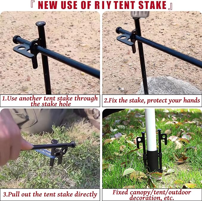 20 Pack 8 inch Tent Stakes Heavy Duty Metal Tent Pegs for Camping Steel Tent Pegs Unbreakable and Inflexible