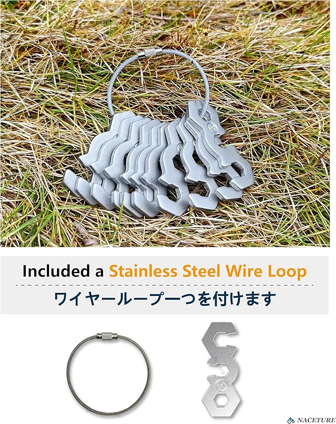 NACETURE Aluminum Alloy Rope Tensioner Tent Guyline Cord Adjuster for Camping, Hiking, Backpacking