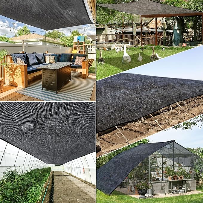 Garden 50% Shade Cloth, 12 x 12 FT Sun Shade Mesh Tarp with Reinforced Grommets, Durable HDPE Material Outdoor Shade Cloth for Plants, Greenhouse, Pergola and Backyard Patio Sunshade