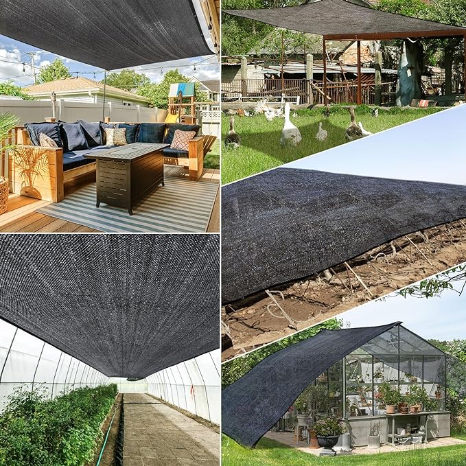 50% Shade Cloth for Garden, 6.5 x 10 FT Sun Shade Mesh Tarp with Reinforced Grommets, Durable HDPE Material Outdoor Shade Cloth for Plants, Greenhouse, Pergola and Backyard Patio Sunshade