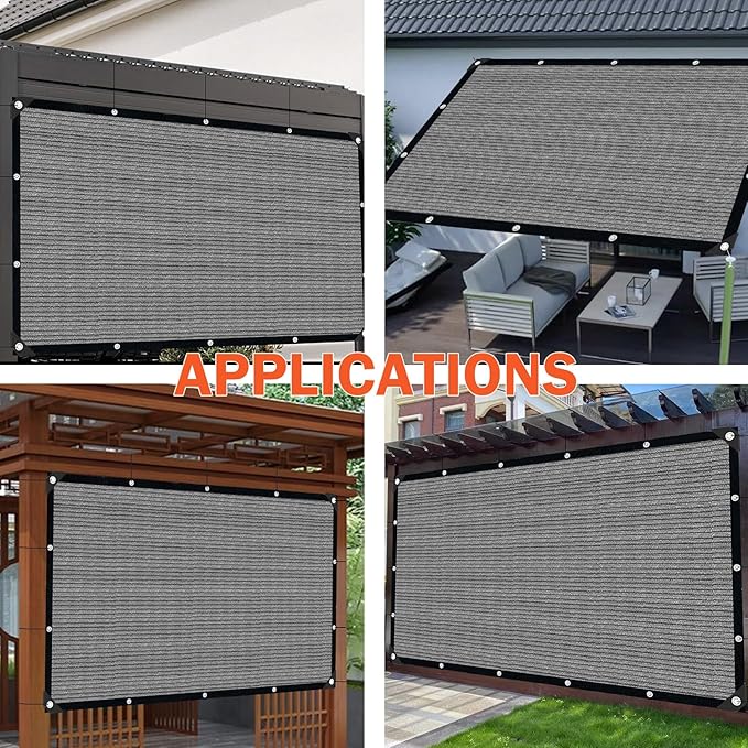 Grey Sun Shade Cloth,Pergola Shade Cover with Reinforced Grommets,90% Shade Fabric Fence Privacy Screen Balcony,Pergola Shade Cover Canopy Garden Carport Porch Deck Patio Shade Cover,4x8FT