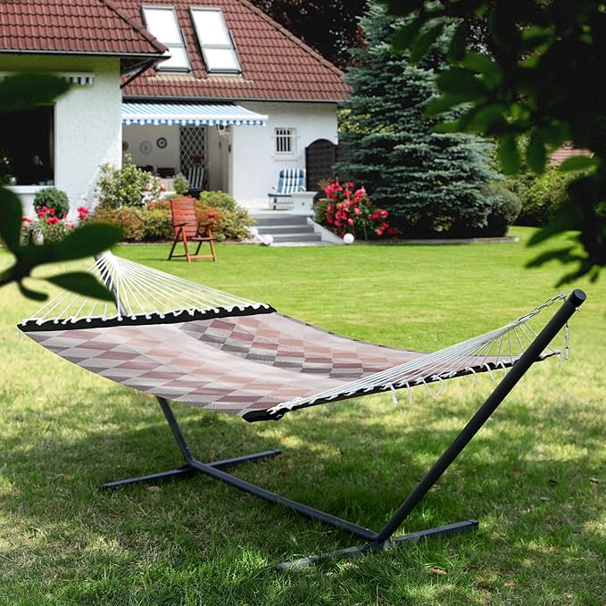 Patio Watcher 13 FT Quick Dry Textilene Hammock - Outdoor Double Hammock - Heavy Duty Hammocks for Outside - 450 lbs Capacity - Rhomb