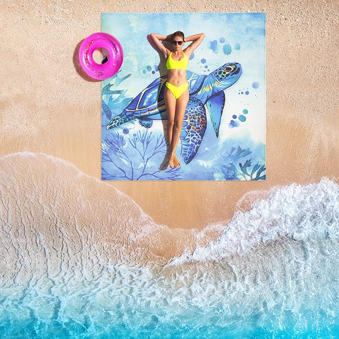 Beach Blanket Waterproof Sandproof Beach Mat 79" X 83"/10'x9'for 2-8 Adults Quick Drying Outdoor Picnic Mat Beach Accessories for Travel, Camping, Hiking