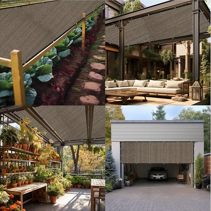 Artpuch 90% Sun Shade Cloth, 6 x 8 FT Pergola Shade Cover Canopy with Grommets, Sun Screen Fabric Tarp for Patio, Outdoor, Garden, Backyard, Mocha