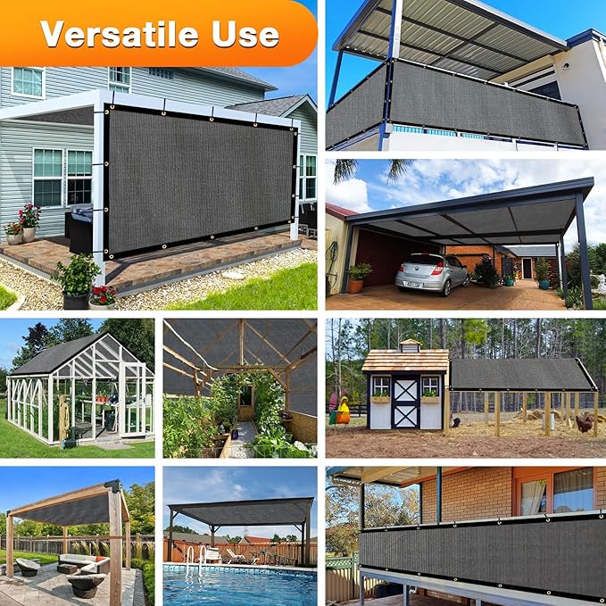 Artpuch Outdoor Pergola Shade Cover 18x18 FT Sun Shade Cloth with Grommets Dark Grey 90% UV Protection Canopy Patio Privacy Screen (Customized Available)