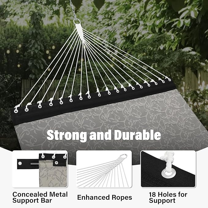Patio Watcher 13 FT Quick Dry Textilene Hammock - Outdoor Double Hammock - Heavy Duty Hammocks for Outside - 450 lbs Capacity - Mocha