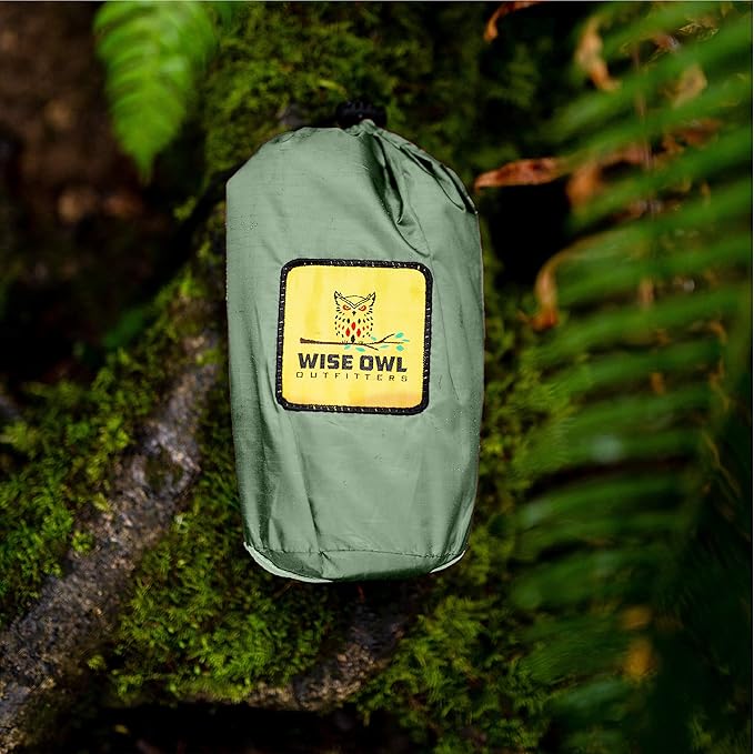 Wise Owl Outfitters Hammock Rain Fly – Waterproof Camping Tarp Cover with Tent Stakes & Carry Bag, Ultralight Shelter for Backpacking & Outdoor Shade