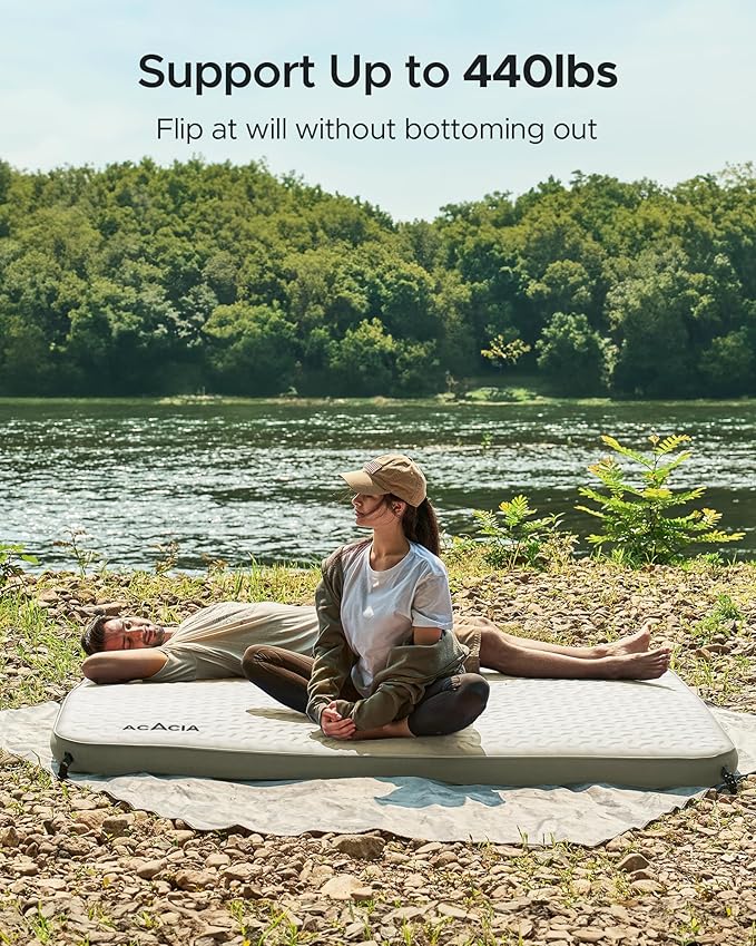 ACACIA 4.3" Thick Self Inflating Sleeping Pad with Foam | Innovative Y-Shaped Telescopic Structure | Ultraportable Camping Mattress | Outdoor Compact Air Mat for Tent Car |