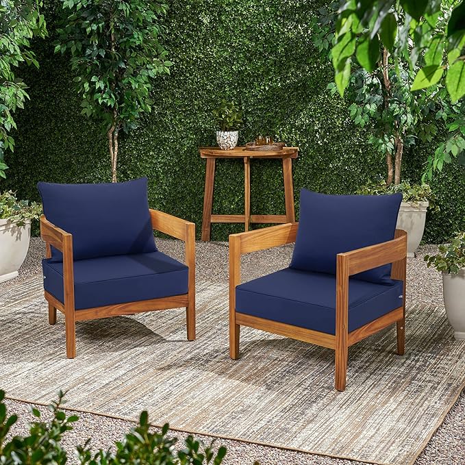 Favoyard Outdoor Seat Cushion Set 22 x 24 Inch Waterproof & Fade Resistant Patio Furniture Cushions with Removable Cover Deep Seat & Back Cushion with Handle and Adjustable Straps for Chair Sofa Couch