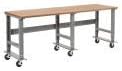 Global Industrial Mobile Adjustable Height Workbench, Shop Square Edge, 96" W x 36" D, Gray