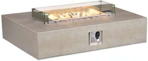 COSIEST Outdoor Propane Fire Pit Table, 56-inch x 28-inch Rectangle Gray Concrete-Like Finish, CSA Certified, 50,000 BTU Stainless Steel Burner w Transparent Gray Fire Glass, Wind Guard, Raincover