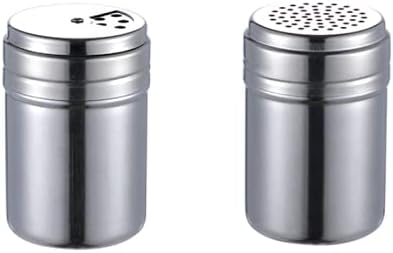 2 PCS Stainless Steel Spice Shakers Salt Sugar Spice Pepper Shaker Seasoning Cans For Kitchen Cooking and Outdoor Barbecue(5 oz)