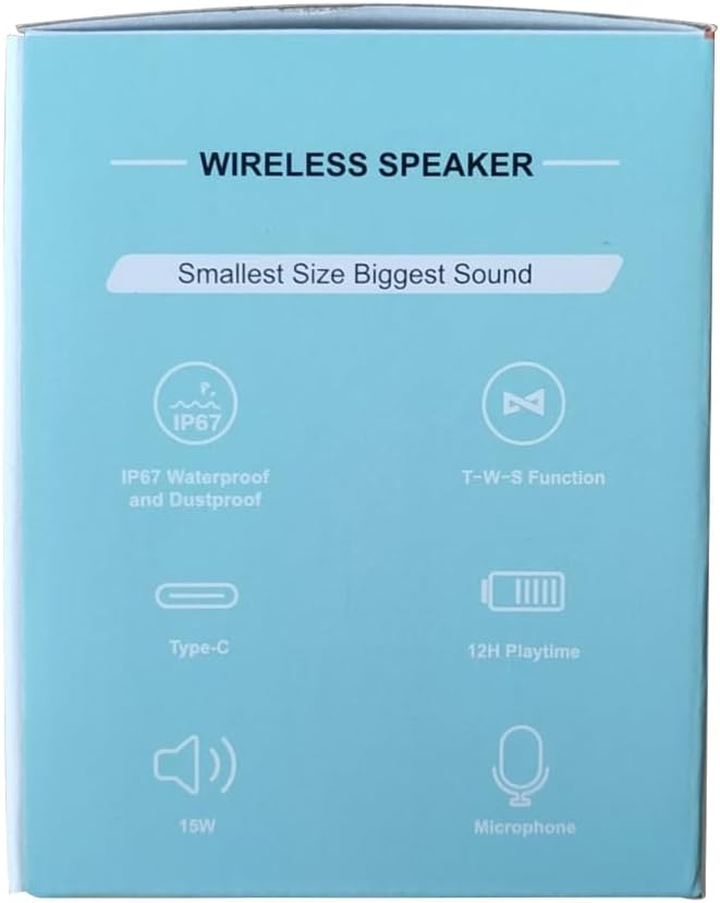 Bluetooth Speaker Wireless,IP67 Waterproof & Dustproof Portable Speaker with Lights,15W Loud Stereo Sound, 2500mAh Battery All Day Playtime, TWS Pairing, BT5.3, Home/Party/Outdoor/Beach (Blue Black)