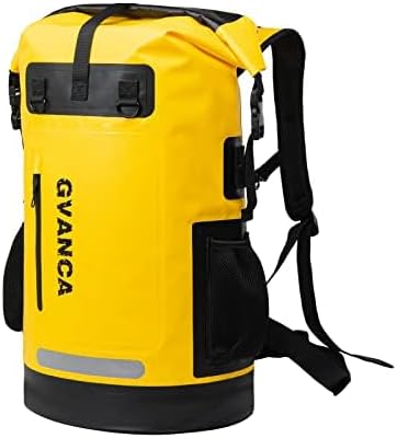 Waterproof Dry Bag Backpack for Kayaking, Roll Top Kayak Dry Backpack, Floating Outdoor Dry Sack Boating Sailing Canoeing Rafting Fishing Camping 85L Yellow