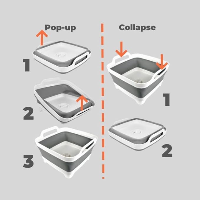 Collapsible Wash Basin for Baby Bottles - 2.4 Gallons Portable Wash Bin for RV Camping Sink, Space-Saving Dish Tub (Green)