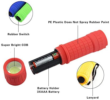 30-Pack Small Mini Flashlight Set, 5 Colors, COB LED Handheld Flashlight with Lanyard,90-Pack AAA Battery Included for Kids/Night Reading/Party/Camping/Emergency/Hunting