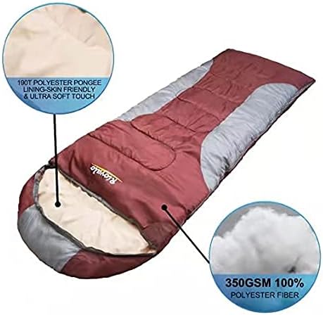 0 Degree Winter Sleeping Bags for Adults Camping (450GSM) - Temp Range (5F–32F) Portable Waterproof Compression Sack- Camping Sleeping Bags for Big and Tall in Env Hoodie: Backpacking Hiking 4 Season
