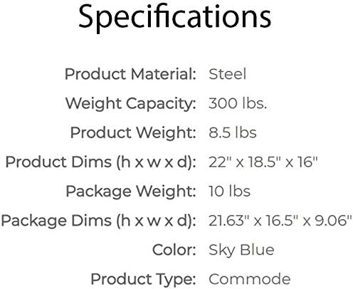 Carex 3-in-1 Folding Bedside Commode and Raised Toilet Seat, Portable Toilet for Camping, Supports Up to 300lbs, Bedside Commodes for Seniors, Adult Potty Chair with Bucket, Lid, and Splash Guard