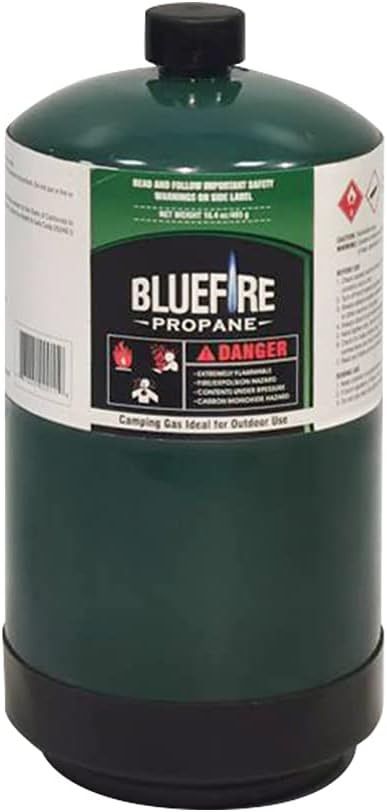 BLUEFIRE 16.4 oz Propane Replacement Fuel Camping Gas Cylinder Pack of 6 All Purpose Portable Canister Propane Gas Tank for Camping Stove Outdoor Backpack Mini Burner Heater Cooking Torch Lamp