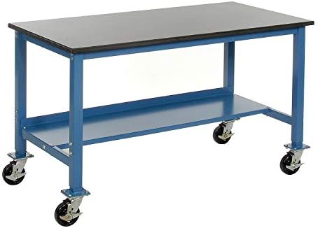 Global Industrial Mobile Lab Workbench, Phenolic Resin Safety Edge, 72" W x 36" D, Blue