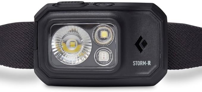 BLACK DIAMOND Storm 500-R Rechargeable LED Headlamp, Waterproof and Dimmable for Camping, Hiking, Running, Hunting, Work with Red Light Headlamp Mode, Black