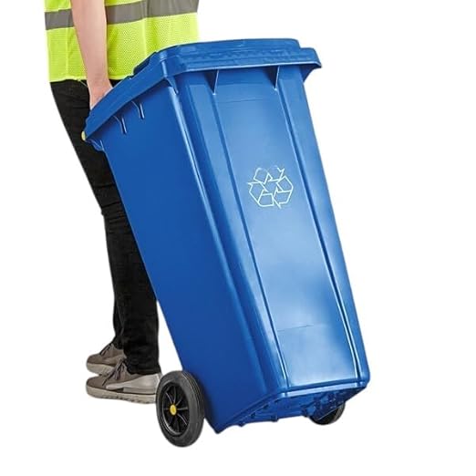 PRO&Family Wheeled Outdoor Trash Can Garbage Can Garage Trash Can for Restaurants/Hospitals/Offices/Back of House/Warehouses/Home (Blue, 32 Gallon)