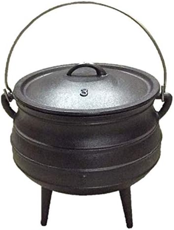 Cuisiland 8.5QT Cast Iron Potjie Cauldron Pot with Lid & 3 Legs – Pre-Seasoned South African-Style Campfire Pot for Outdoor Cooking, Soups, Stews & Braising – Heavy-Duty Cast Iron Dutch Oven