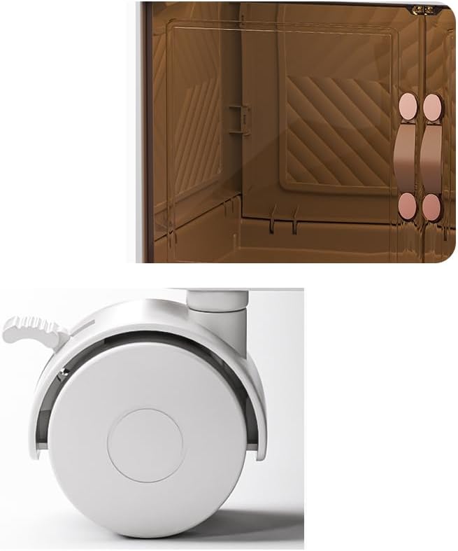 532 QT / 133 Gal Collapsible Storage Bins with Wheels & Magnetic Doors - Stackable Plastic Cabinet Organizer for Home, Garage, Closet (White Space-Saving Containers)