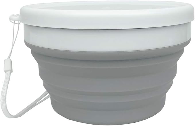 CARTINTS Silicone Collapsible Food Storage Containers with Lids Collapsible Containers Ideal for Travel and Camping, Hiking,32oz/950ml (Grey)