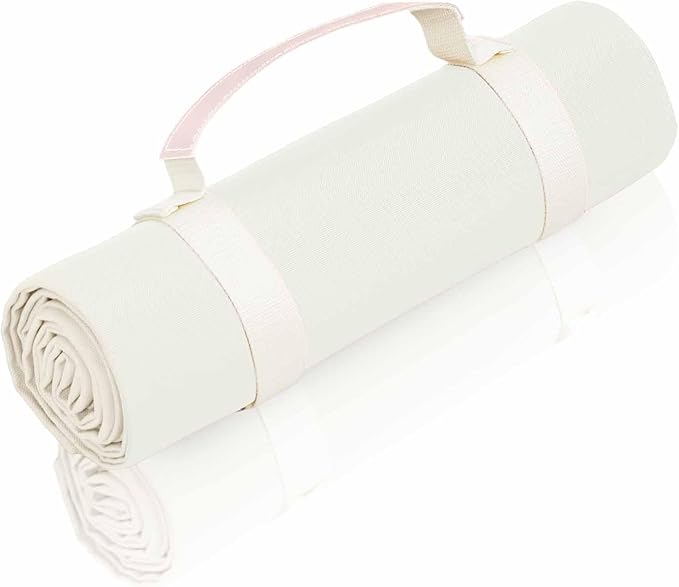 4’9” x 6’3” White Lightweight Water-Resistant Canvas Mat – Picnic, Outdoor, Beach, Park, Camping, Toy Mat