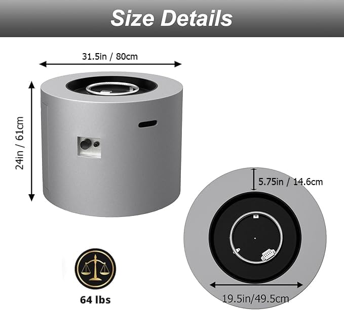 32" Smokeless Propane Fire Pit Table w/Lid, All in One Outdoor Fire Table, Alloy Steel Round Patio Firepit Table 50,000 BTUs, Lava Rocks, Weatherproof Cover, CSA Certified, for Deck, Backyard and Pool