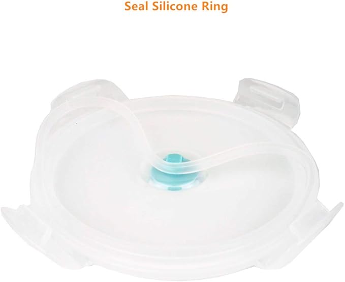 CARTINTS Blue Silicone Collapsible Food Storage Containers-Prep/Storage Bowls with Lids - Round Silicone Lunch Containers - Microwave and Freezer Safe Set of 3