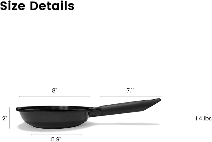 Ceramic Nonstick 8 inch Frying Pan, Non-Toxic Skillet, PFAS & PTFE & PFOA Free, Dishwasher Safe, Compatible with All Stovetops