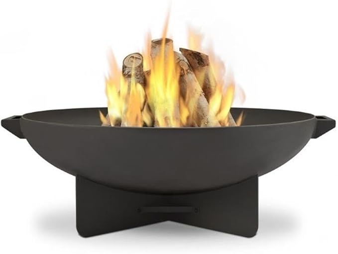 Bowery Hill Mid-Century Outdoor Steel Fire Bowl in Gray