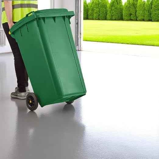 PRO&Family Wheeled Outdoor Trash Can Garbage Can Garage Trash Can for Restaurants/Hospitals/Offices/Back of House/Warehouses/Home (Green, 64 Gallon)