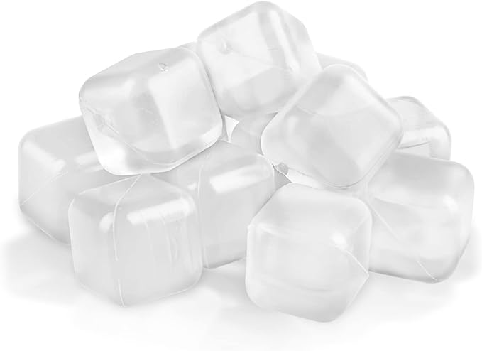 60 Pack Reusable Ice Cubes for Drinks, Refreezable Plastic Ice Cubes Without Diluting, Permanent Ice Cube Frozen BPA Free, Cocktails Like Whiskey, Wine, or Coffee (Transparent)