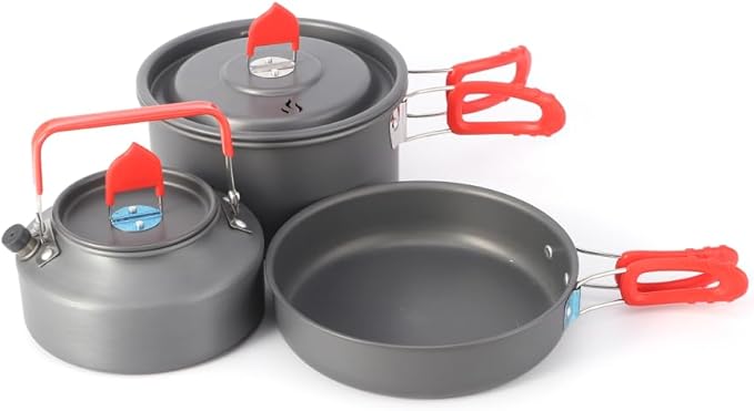 5pcs -20pcs Set TMKOOL Camping Cookware Mess Kit Outdoor Hiking Backpacking Picnic Cooking Bowl Non Stick Pot