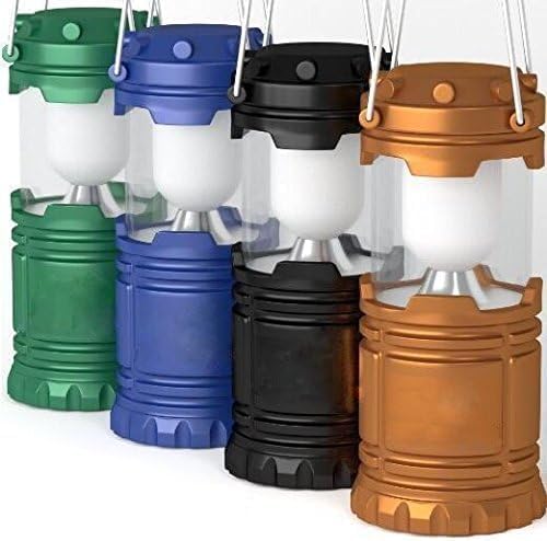 Lightahead Portable Outdoor LED Camping Lantern, Set of 4 Colors Black,Blue,Brown,Green, Collapsible. Great for Emergency, Tent Light, Backpacking (Without Battery)