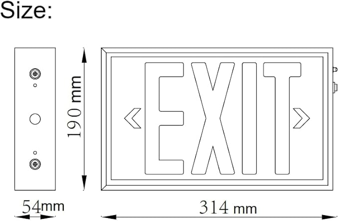 TANLUX Red Exit Sign with Steel Housing, LED Emergency Exit Light with Battery Backup, UL Listed, AC 120/277V, Commercial Emergency Lights for Business