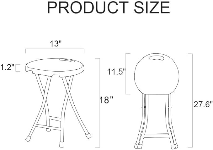 Folding Stool with Handle, Folding Chair,Folding Bar Stool with Non-Slip Feet,600 lbs Capacity,Indoor and Outdoor Foldable Stool for Adults(13"×11.5"×18")