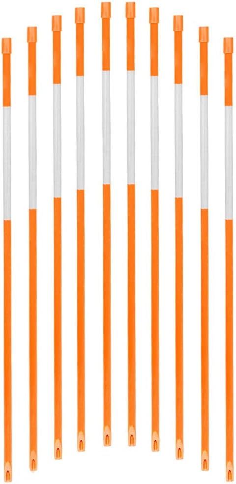 60 Inch Driveway Markers for Snow Plowing Stakes, Hollow Snow Poles with Reflective Tape Driveway Reflectors, 5/16-Inch Dia 20 Packs