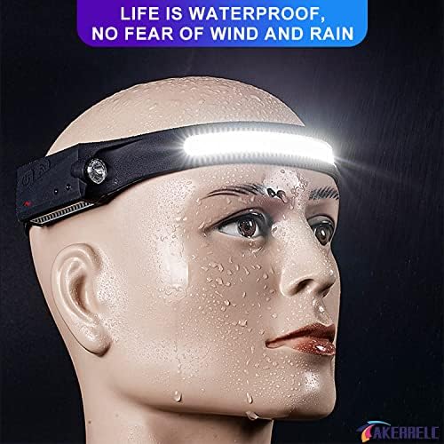 Headlamp, Rechargeable LED Headlamp with Motion Sensor, Up to 1200 lumens and 10 Hours Runtime, 10 Clips and 2 Cases, Waterproof Camping Gear for Hiking, Fishing, Cycling, Repairing