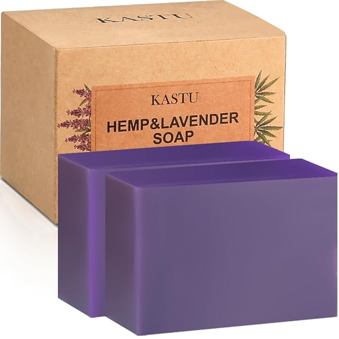 Hemp and Lavender Oils Soap Bar for Face & Body,Moisturizing,Softer Skin,Natural Handmade,Hypoallergenic Beauty Bar Sensitive Skin With Gentle Cleanser,Men and Women,2x120g