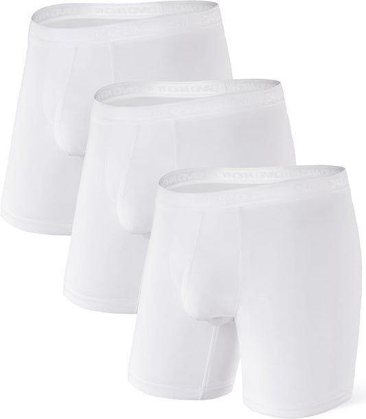 DAVID ARCHY Men's Underwear Ultra Soft Modal Dual Pouch Trunks Ball Pouch Bulge Enhancing Boxer Briefs for Men 3 or 4 Pack